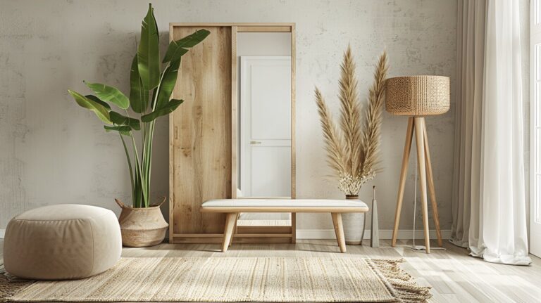 Szafa przesuwna dąb craft z lustrem w stylu skandynawskim