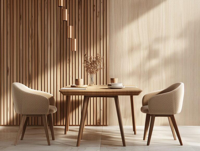 Drewniany stół dębowy z dwoma tapicerowanymi krzesłami w kolorze beżowym