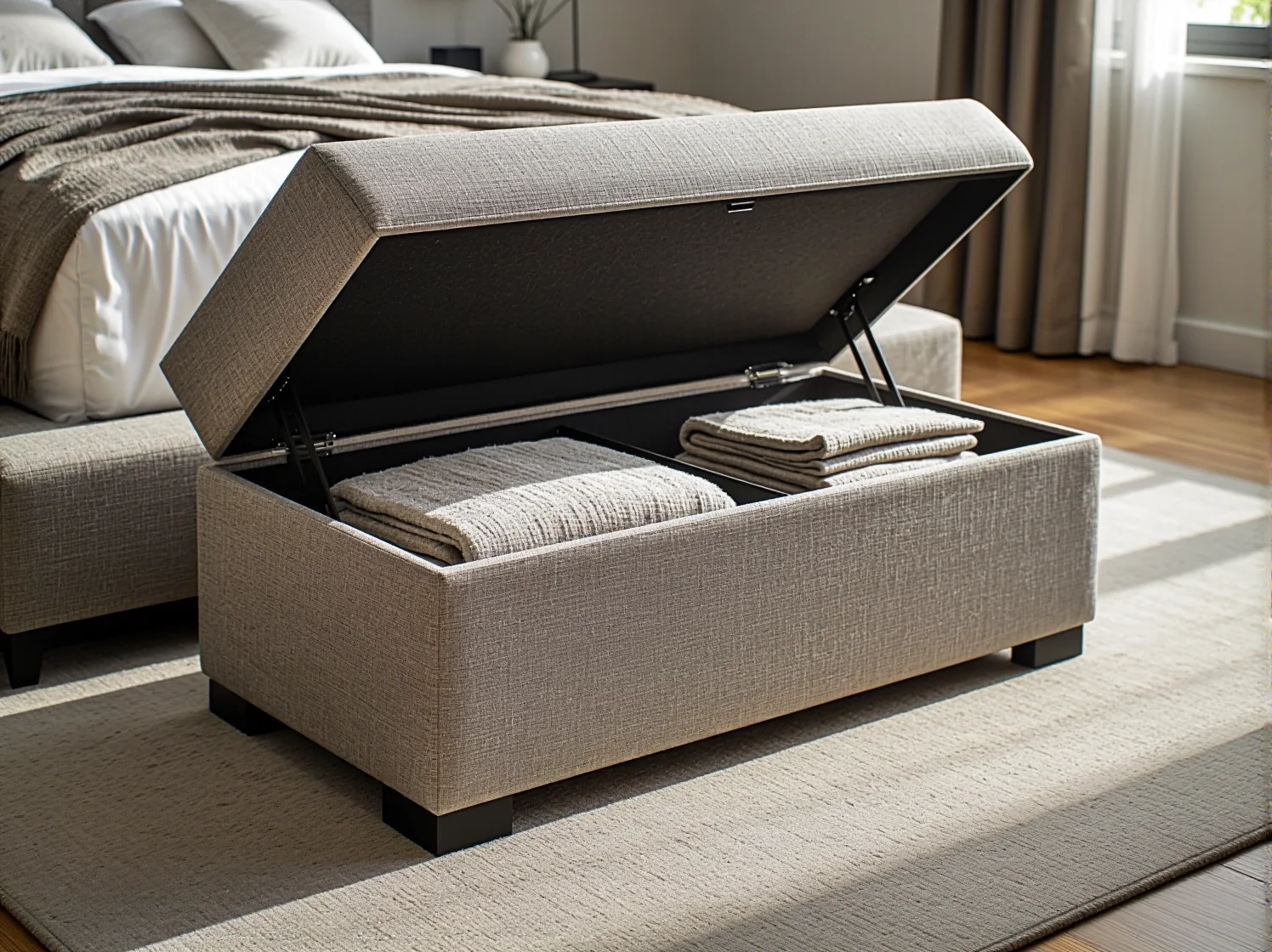 Wielofunkcyjny regał z jasnego bambusa, ekologiczne rozwiązanie do przechowywania w małym wnętrzu.