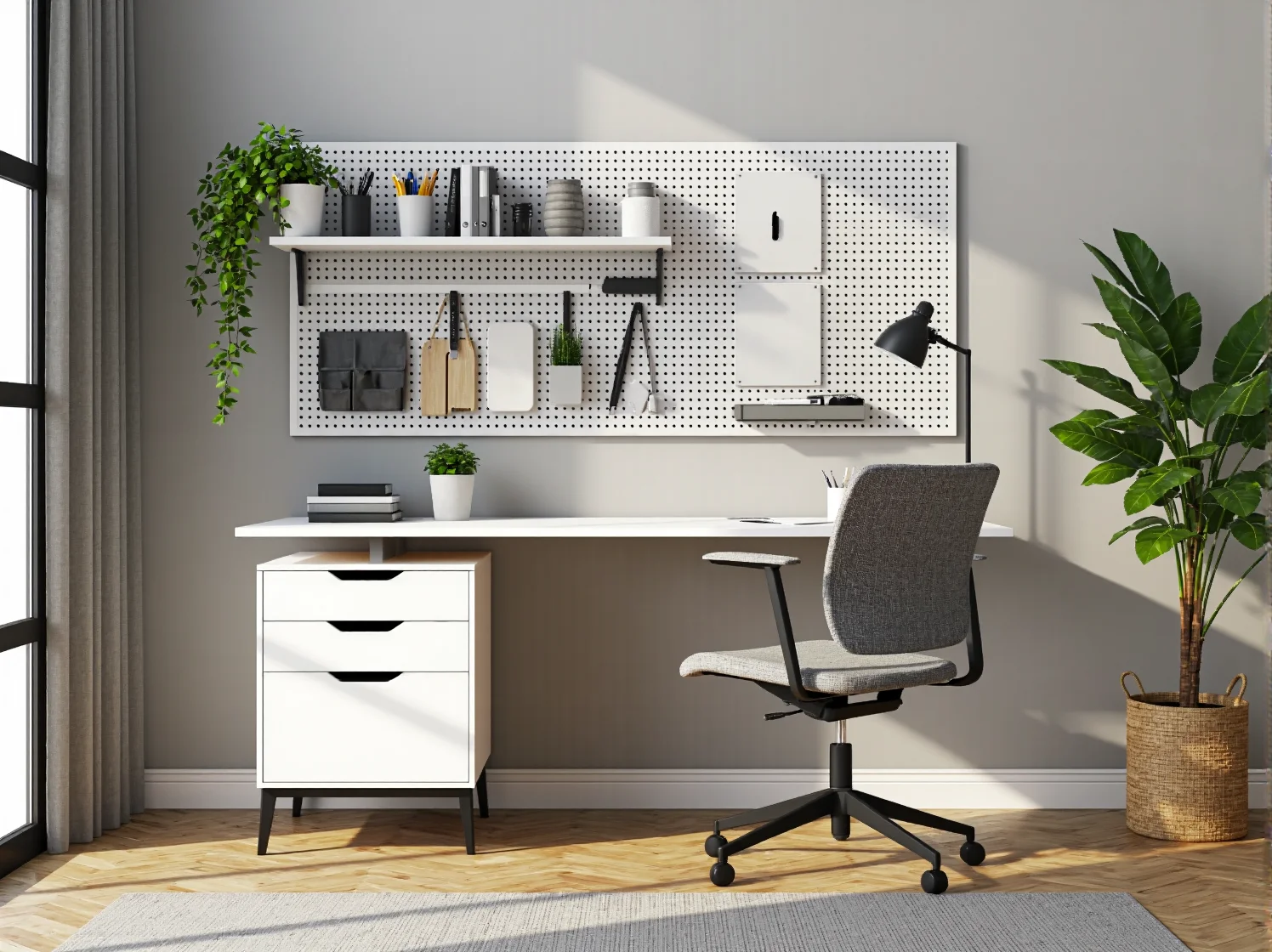 Minimalistyczne biurko z drewna z certyfikatem FSC, ekologiczny wybór do małego domowego biura.