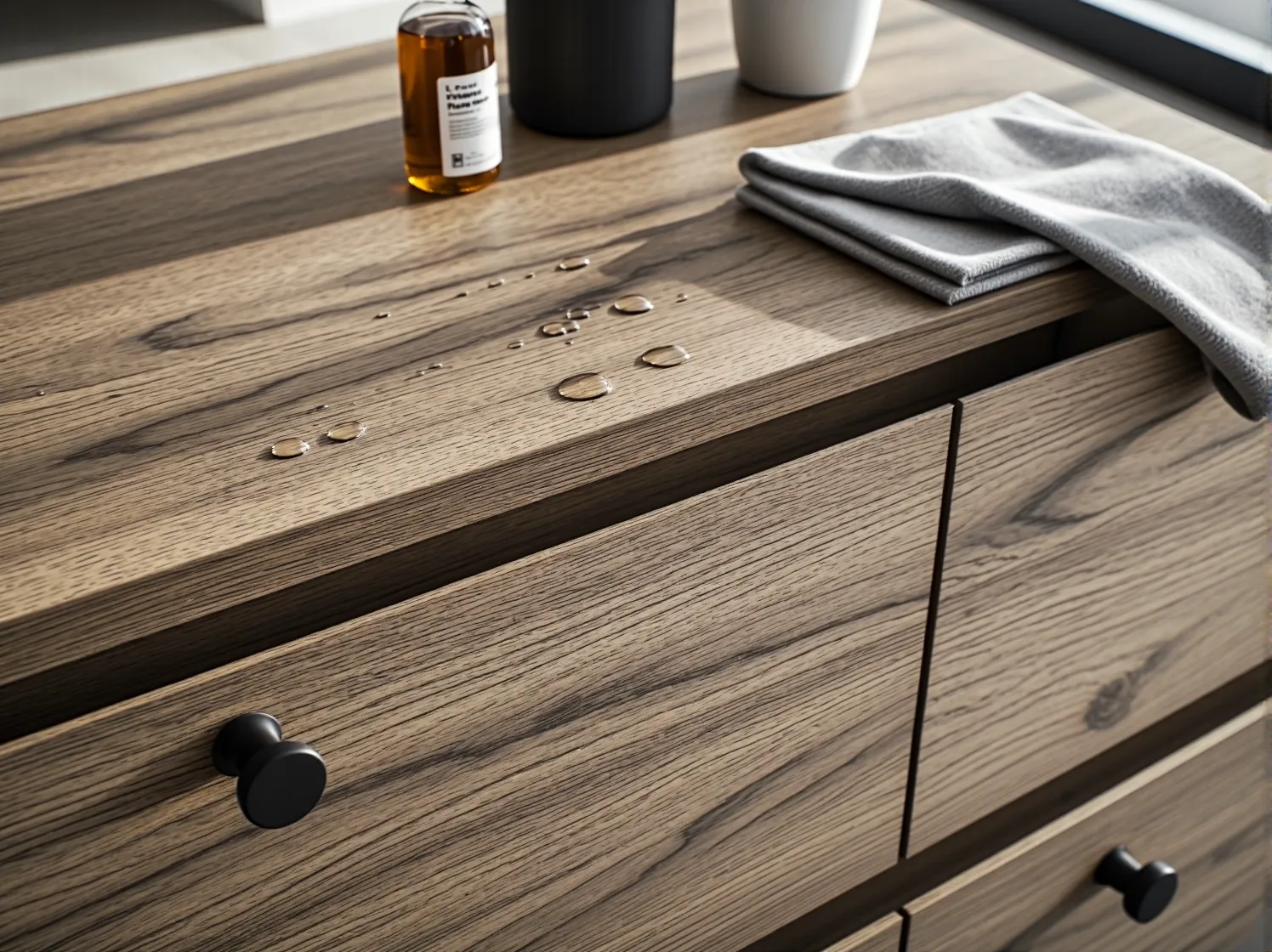 Mężczyzna przygotowuje drewnianą powierzchnię do malowania, używając skutecznego środka czyszczącego.