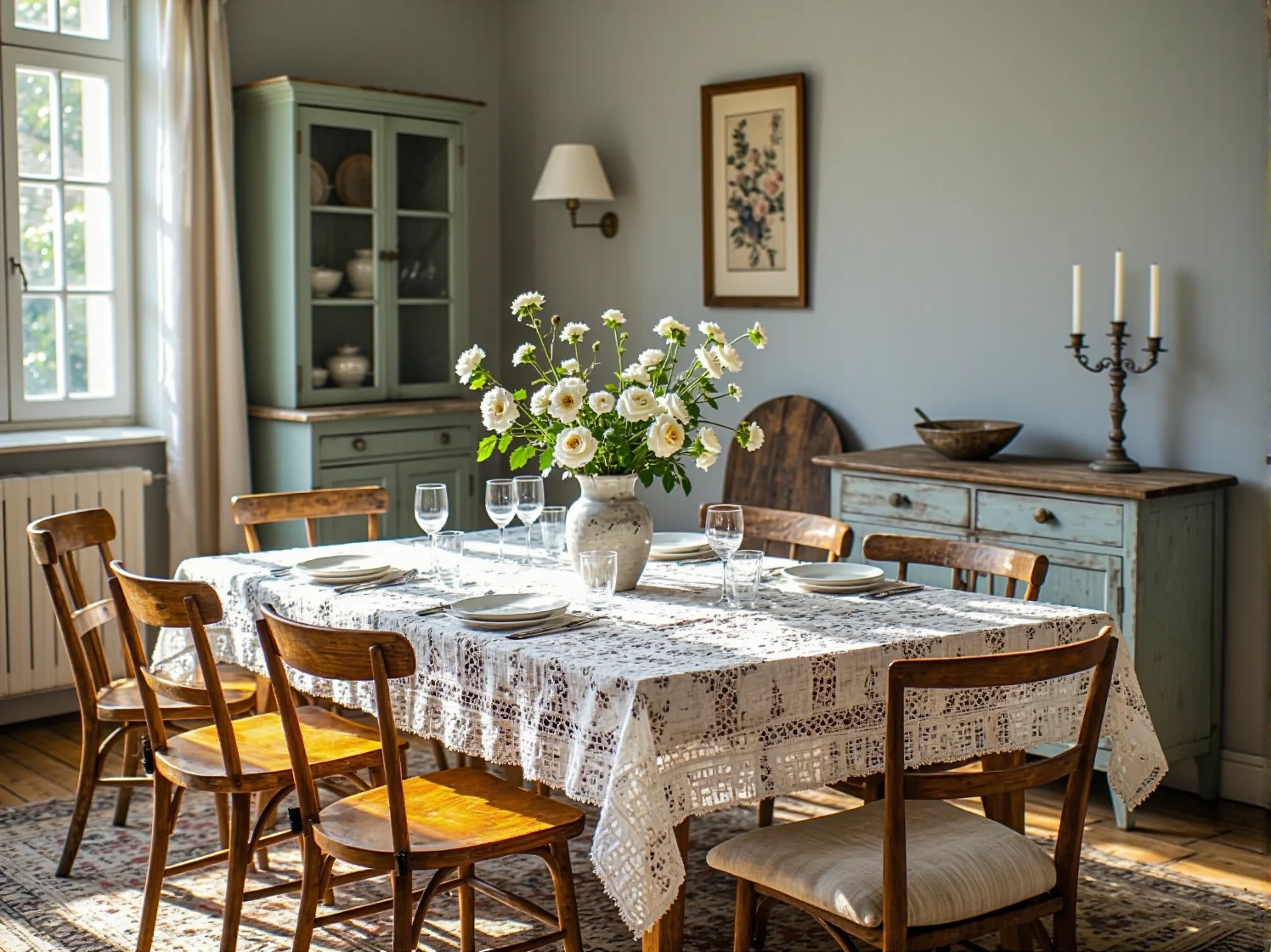 Retro detale i stare radio na drewnianej komodzie, tworzące klimat wnętrza z duszą.