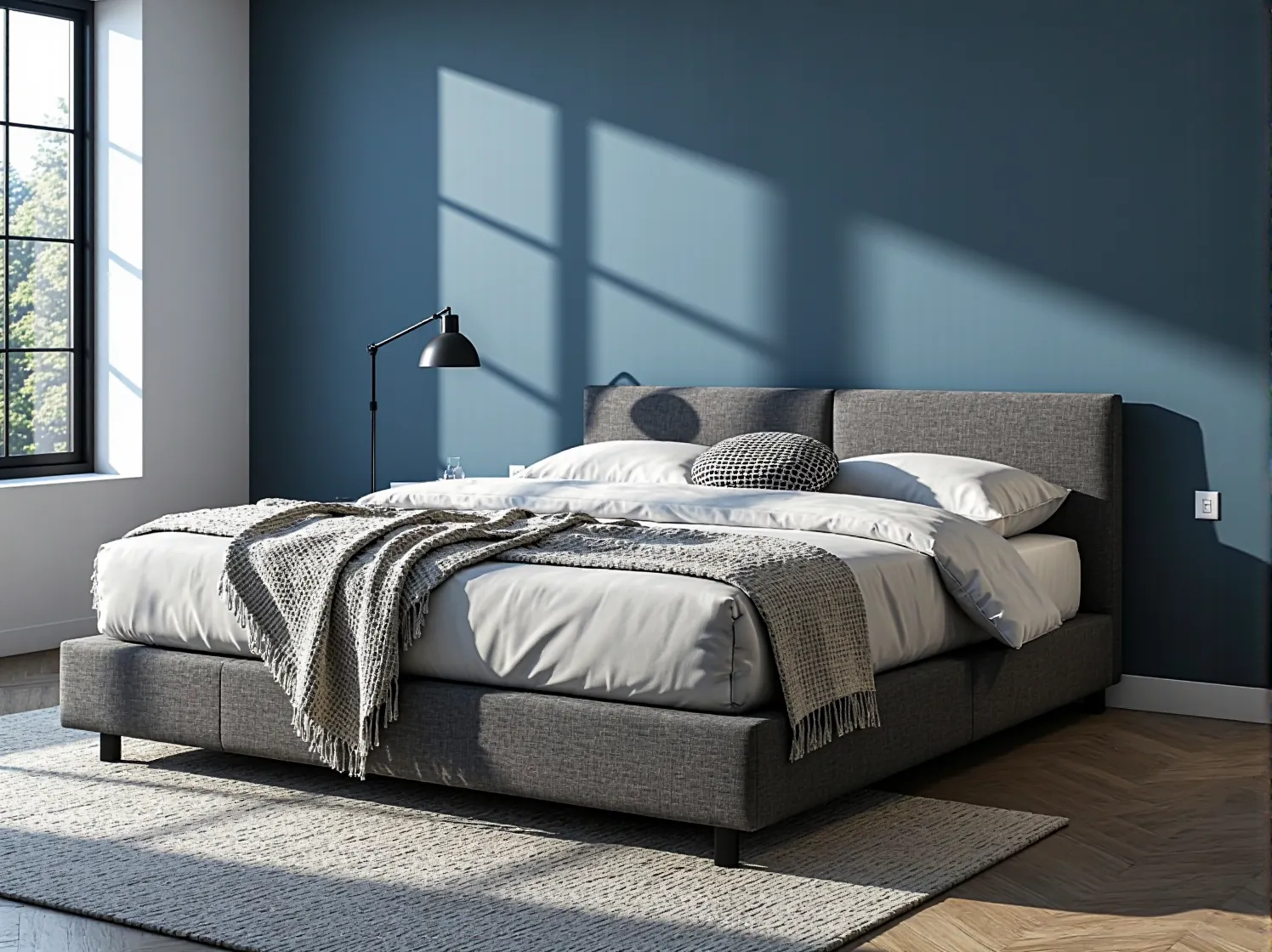 Drewniane łóżko z szufladami w stylu skandynawskim. Poradnik jak wybrać materiał i styl łóżka do sypialni.