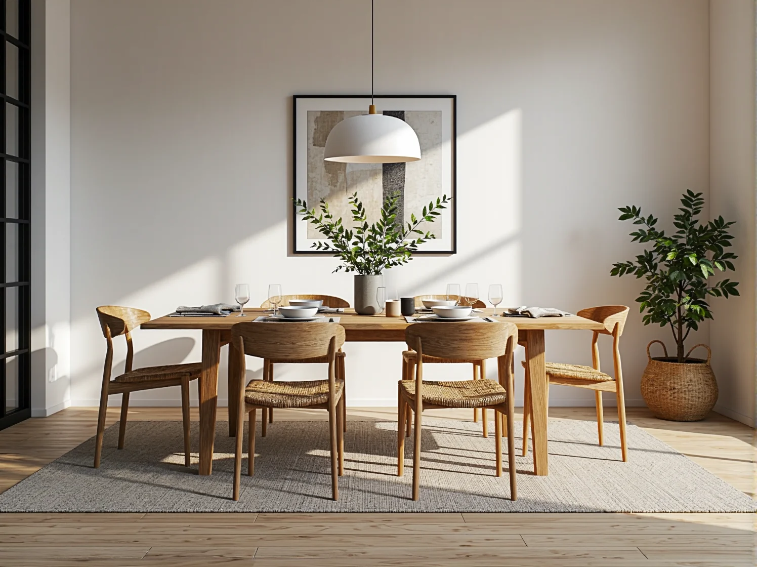 Funkcjonalne oświetlenie LED pod szafkami w białej kuchni skandynawskiej, zapewniające jasny blat roboczy.