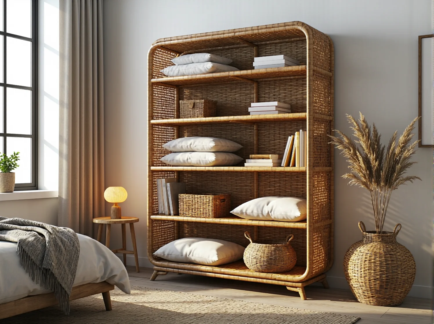 Lekki regał bambusowy do łazienki odporny na wilgoć.