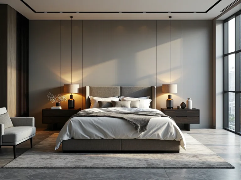 Luksusowe łóżko kontynentalne szare z tapicerowanym zagłówkiem