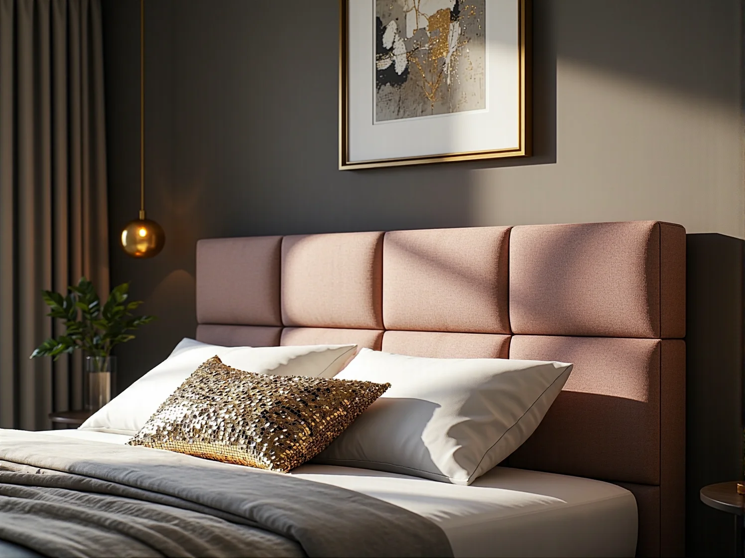 Nowoczesne łóżko modułowe idealnie dopasowane do luksusowego wnętrza glamour.