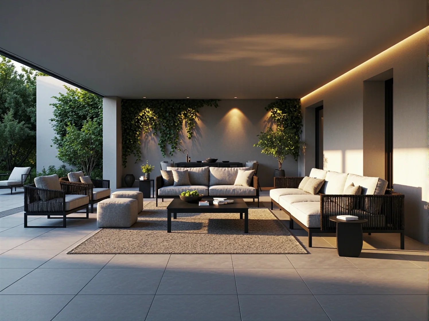 Zestaw mebli ogrodowych beżowy z czarną ramą metalową