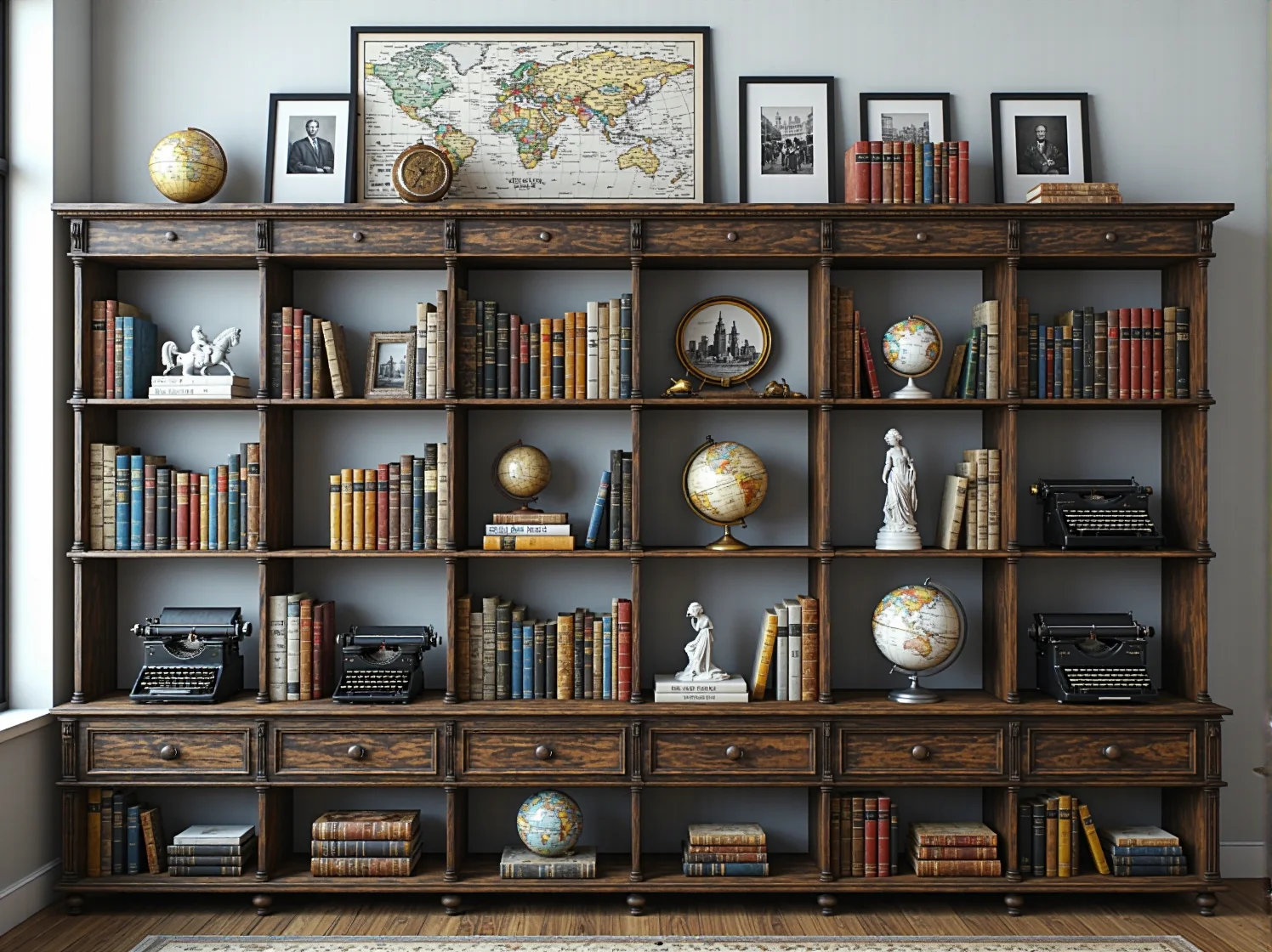 Odrestaurowany fotel w stylu retro w przytulnym kąciku czytelniczym vintage.