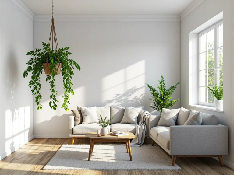 Wiszący wieszak na rośliny z naturalnego sznura makrama