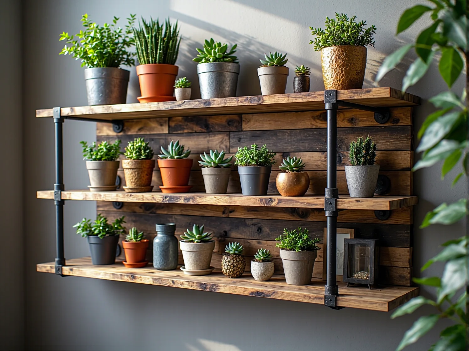 Nowoczesny regał z drewna z odzysku, idealny do salonu w stylu eko.