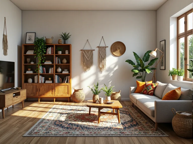 Drewniany regał na książki z szafkami w kolorze dębu