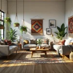 Kompaktowa sofa szara z drewnianymi nóżkami w stylu skandynawskim