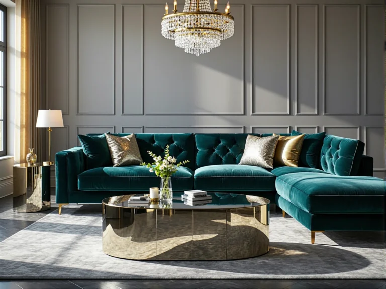 Elegancka sofa narożna szmaragdowa welurowa z pikowanym oparciem