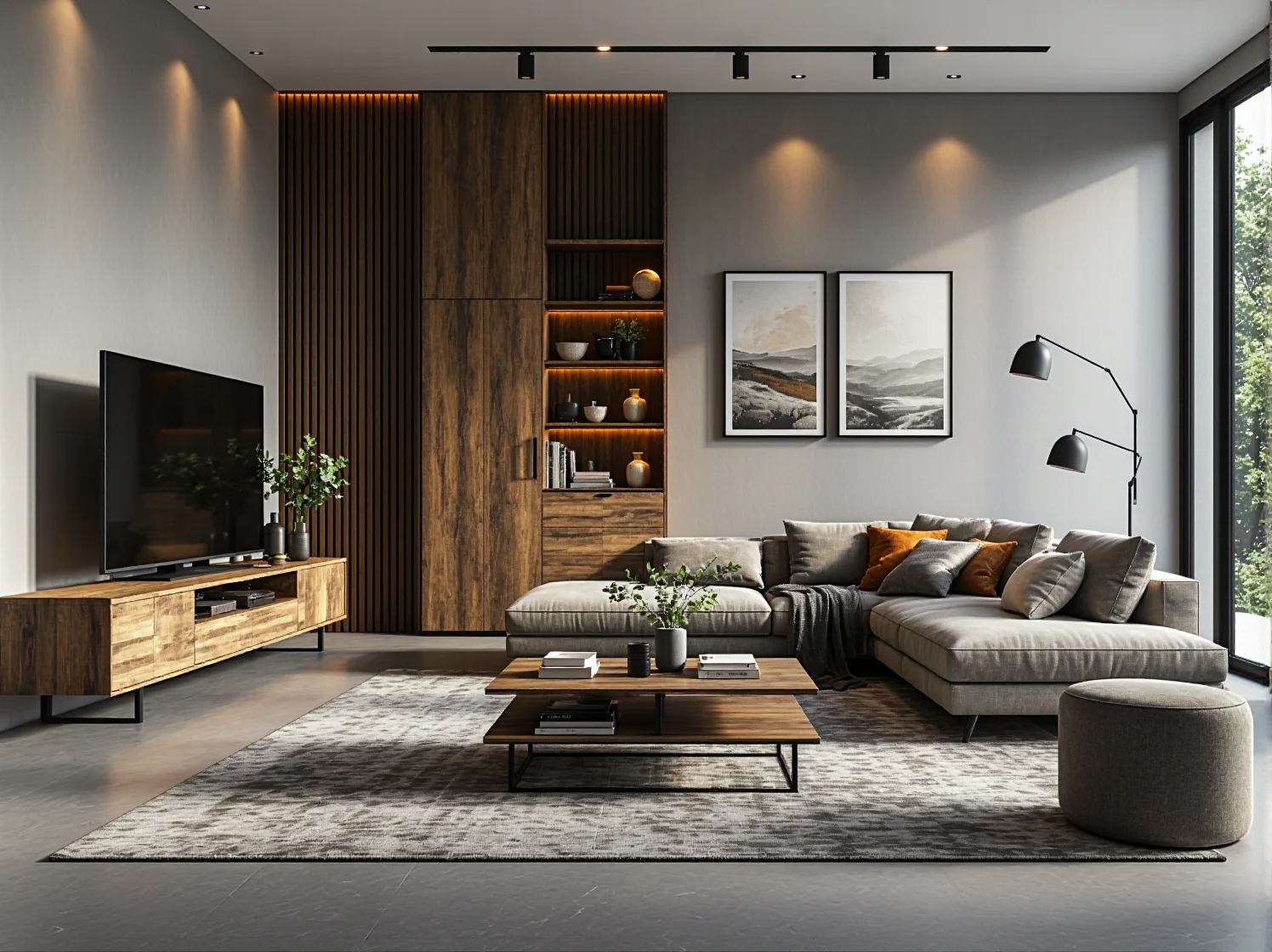 Nowoczesny stół składany w salonie, idealny pomysł na funkcjonalne wykorzystanie małej przestrzeni.