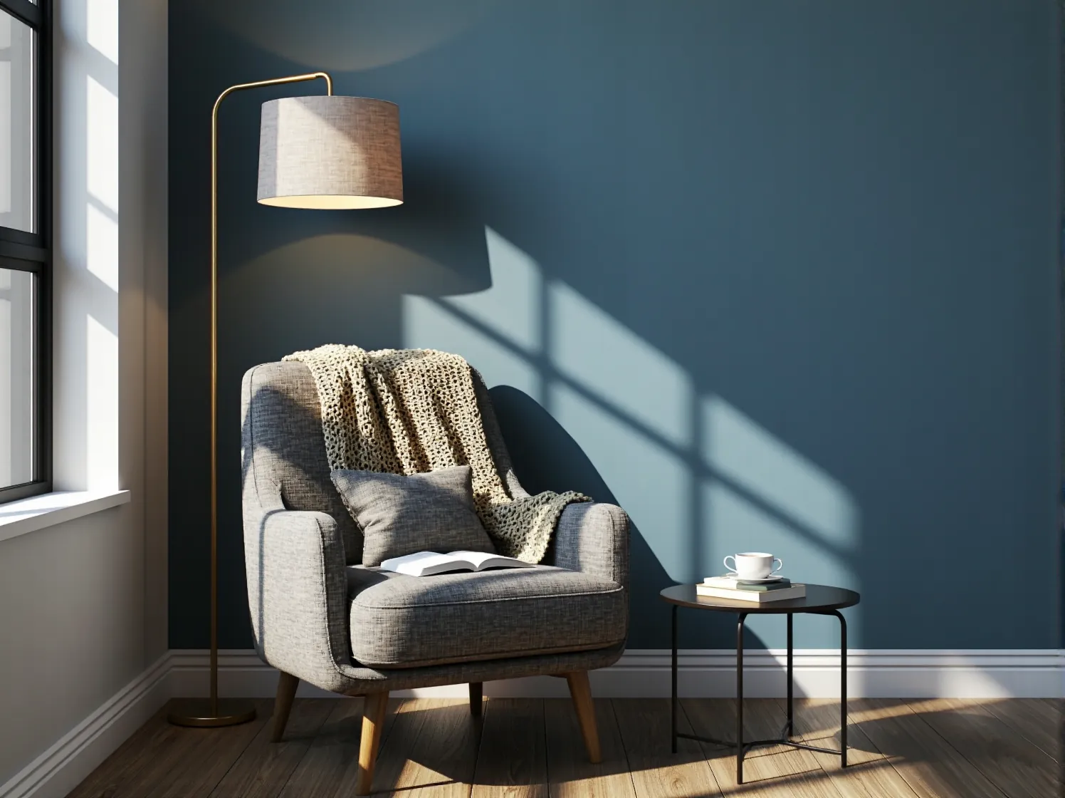 Bambusowa lampa stołowa na tle zielonej ściany jako przykład ekologicznego oświetlenia w sypialni.