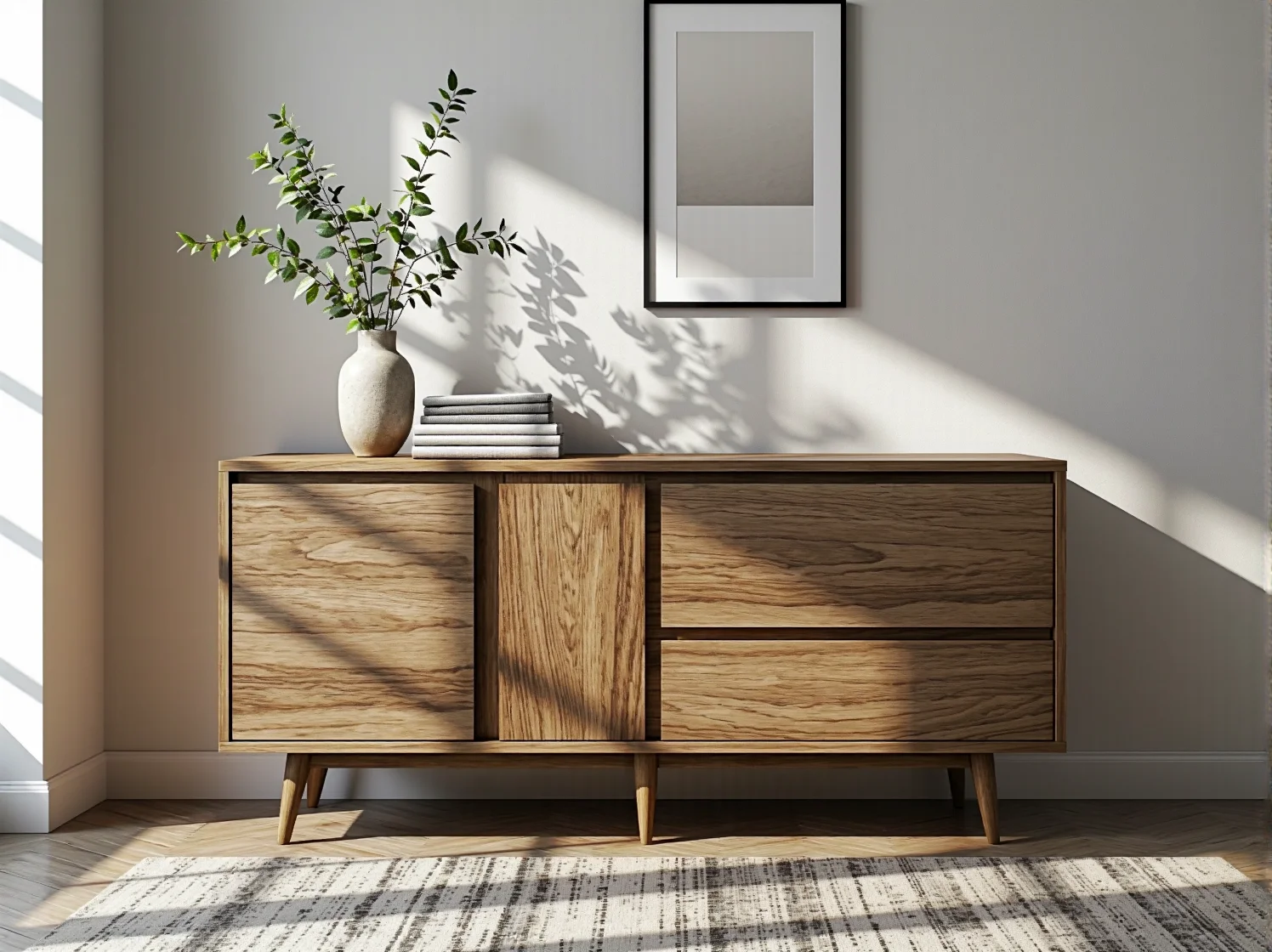 Szlifowanie starej komody i usuwanie starej farby przed malowaniem mebla.